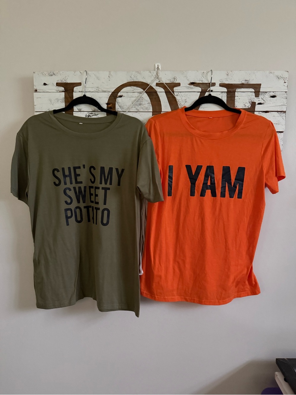 Women’s and men’s  Tee - Green "She's My Sweet Potato" “I YAM” thanksgiving